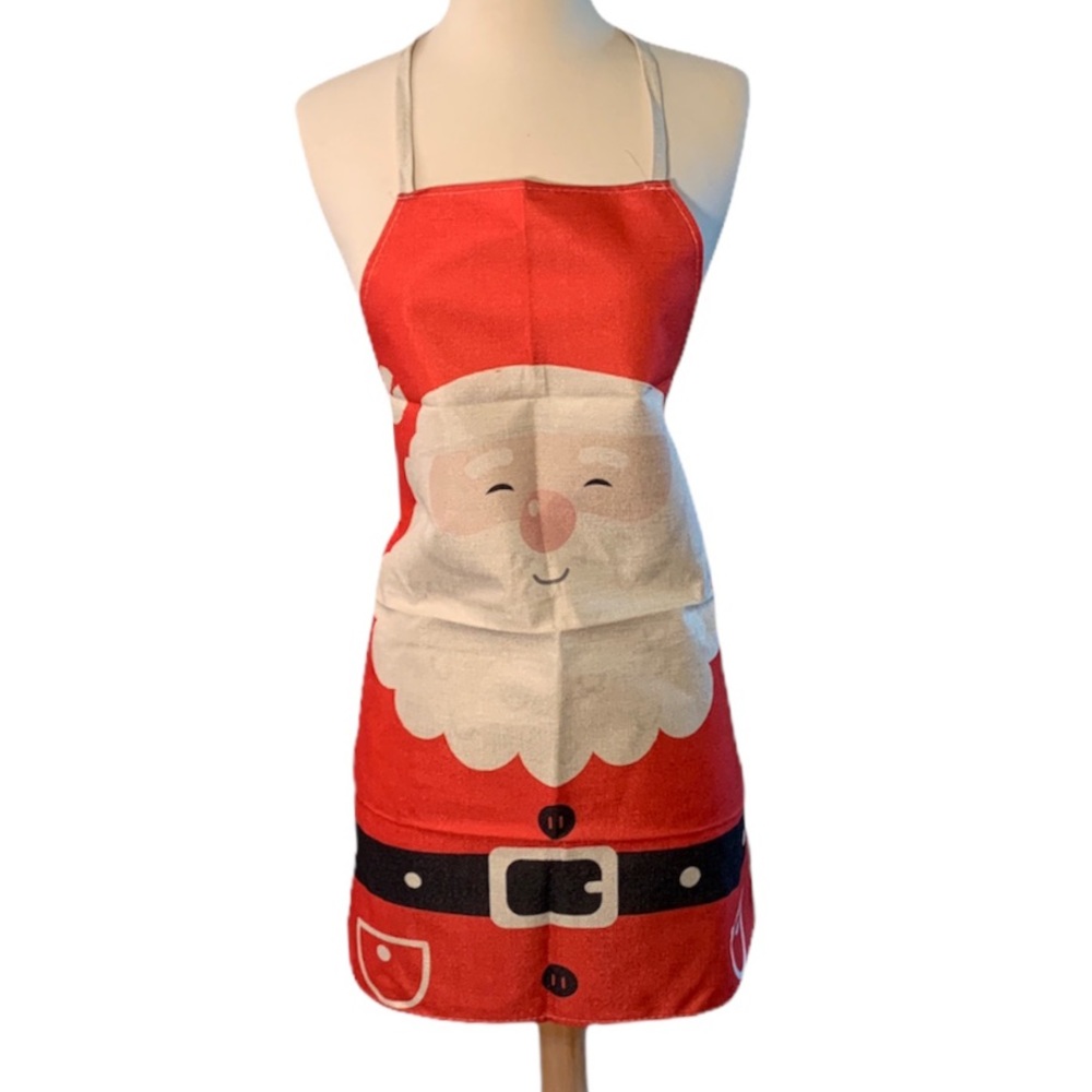 Red Cotton/Linen Santa Class Apron